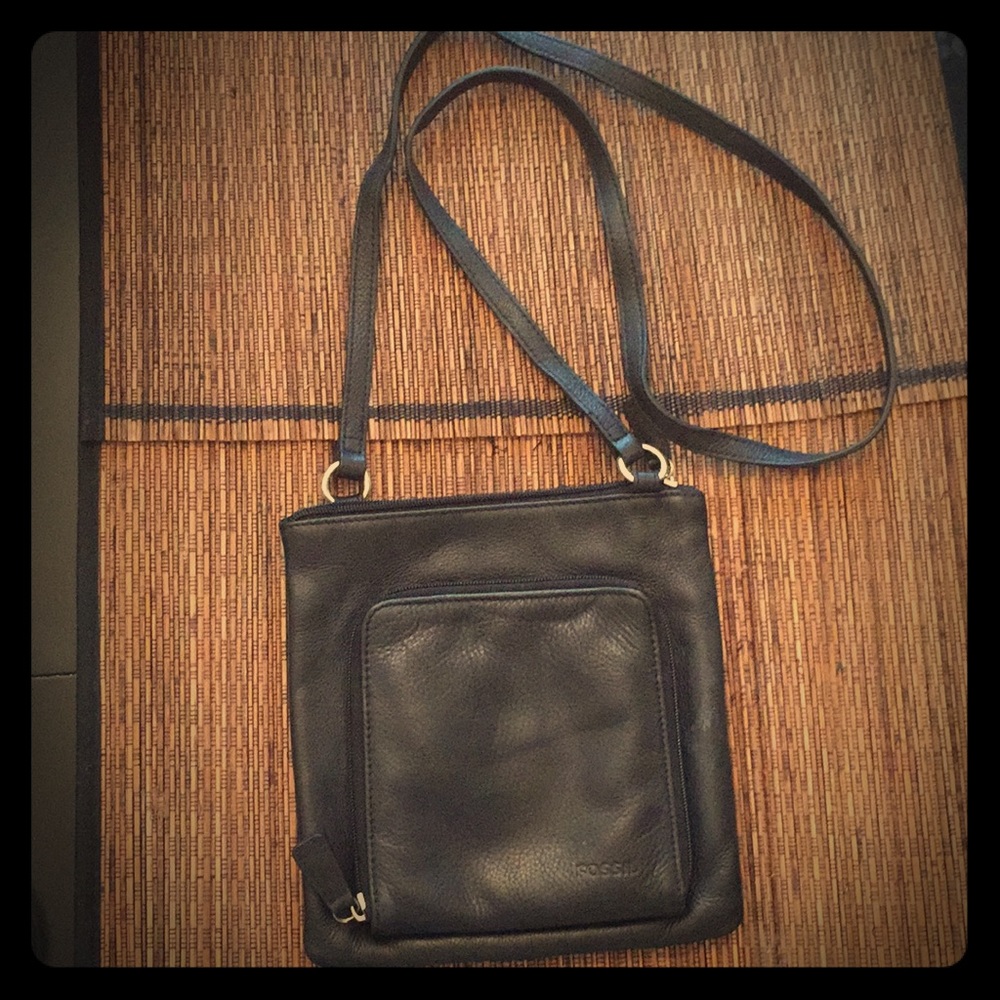 Fossil black leather travel purse